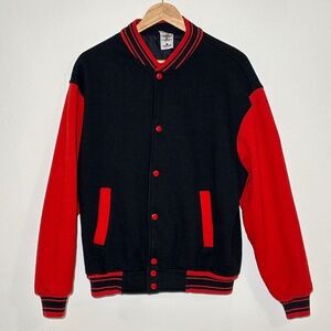 Vintage 90’s Fruit of The Loom Red and Black Blank Varsity Jacket Size L